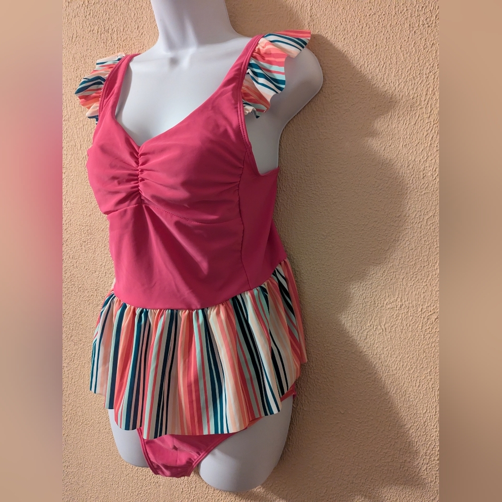 NWT Matilda Jane Women's Medium Swimsuit Sunrise Sunset Top & Bottoms Pink - Picture 3 of 12